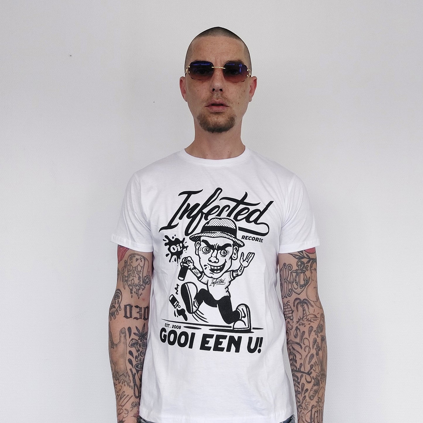 Oi T-shirt INFECTED X Don Leon (zwarte print) (XS, S, M, L)