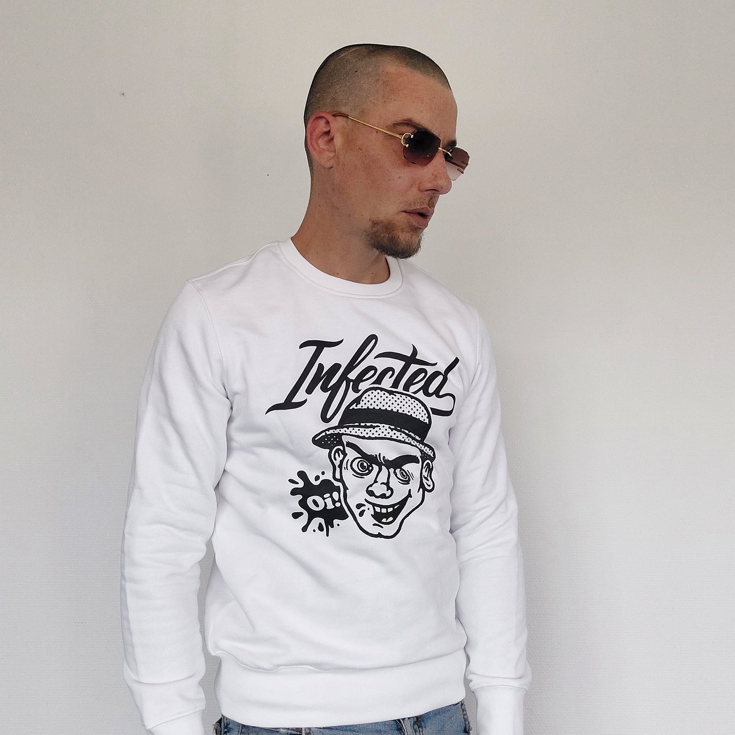 Oi Crewneck INFECTED X Don Leon - Oi Steen! (zwarte print) (M)
