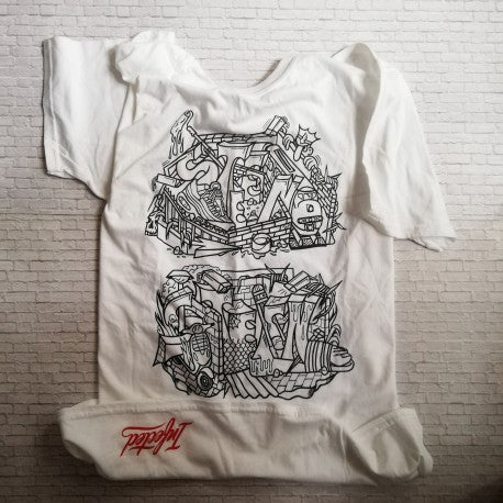 T-Shirt Steen Tafereel Wit